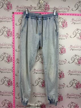 Volcom pants joggers Light Blue Denim Jogger Pants bottoms white blue